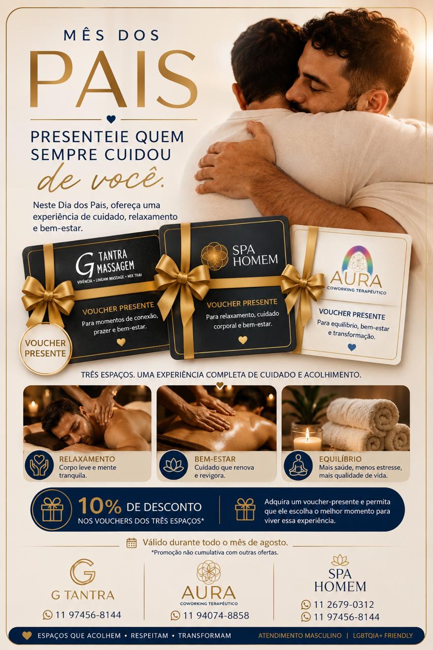 Mês dos Pais Spa Homem: Voucher Presente